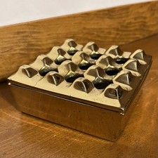 Vintage BECK & JUNG • 9-Hole Swedish Style Solid BRASS Ashtray Trinket Box MCM picture