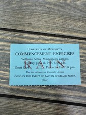 1955 University of Minnesota Commencement Rain Guest Card Ticket Minneapolis picture