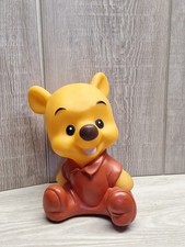 Winnie The Pooh Vintage Piggy Bank Walt Disney Vinyl Plastic Coin Piggy Bank 7” picture