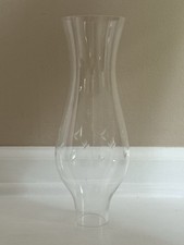 Vintage Etched Glass Hurricane Chimney Shade 9.5” Tall W/1.5” Bottom Fitter  picture