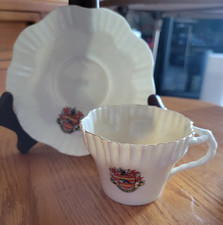 Rare Vintage Eggshell Bone China. 5cups/saucers with English Cities Coat of Arms picture