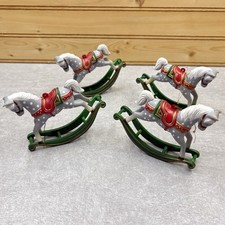 Vintage Rocking Horse Christmas Ornaments Pony Plastic Set of 4 picture