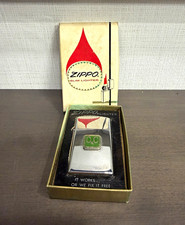Vintage Zippo Slim Chrome Lighter with Green C.C. Emblem in Original Box Working picture