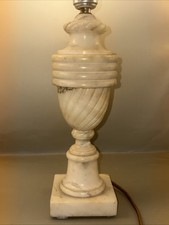 Vtg Italian Alabaster Urn Table Lamp Hand Carved Stone Swirl Neoclassical Italy picture