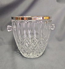 Exquisite 1950's Silver Rim Crystal Ice Bucket 8