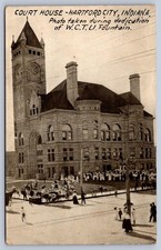 K67/ Hartford City Indiana Postcard c1910 Court House WCTU Fountain 330 picture