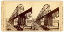 NORTH DAKOTA STEREOVIEW - Bismarck - Missouri River Bridge - FJ Haynes 1880s picture