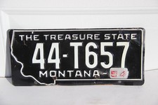 1954 Montana License Plate 44-T657 Wheatland County Harlowton Prison Made picture