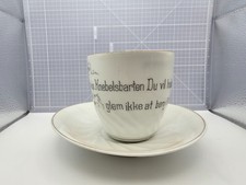 Antique Porsgrund Norway Mustache Cup Saucer c1908 Porcelain Bartekopp picture