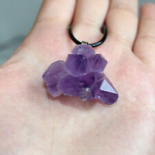 Natural Amethyst Cluster Pendant Quartz Crystal Healing Chakra Gemstone Necklace picture