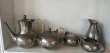 Vintage 1960s Royal Holland Pewter KMD Tiel 5-Pc Tea Coffee Set Dutch MCM picture