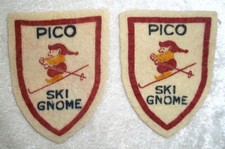 Vintage Pico Mountain Snow Gnomes Knoll Rutland Vermont Felt Elf Ski Patches (2) picture