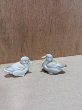 Porcelain Duck Figurines Pair White Small Vintage Style Set Of 2 picture