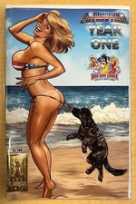 Patriotika Year One Coppertone Girl Homage Variant by Jeff West BooKooComix Excl picture