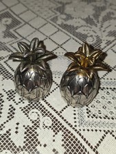 Vintage Godinger Silver Pineapple Salt & Pepper Shaker Set Original Tarnish picture