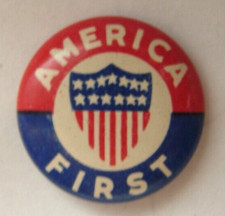 1940 1941 America First committee Tin Litho Button / Pin - PB - Anti War picture