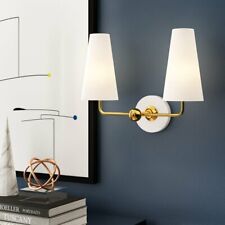 White Brass Caracas 2-Light Plug-In Armed Sconce Wall Lamps Lighting Wall Fixtur picture