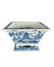 Vintage Wong Lee Blue & White Chinoiserie Cachepot picture