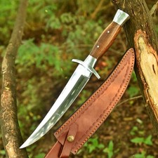 Vintage Military Design Knife Handmade Fix Blade With Wood Handle Leather Sheath picture