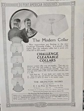1919 Men's Challenge Cleanable Arlington Works  Dupont Shirt Collars Vintage Ad  picture