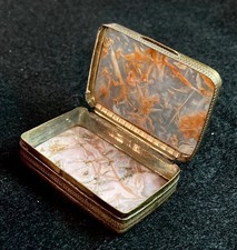 Antique English George III gilt brass and double sided agate snuff box, c.1800 picture