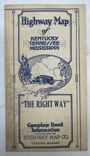 Vintage 1930 Highway Map KY TN MS Kentucky Tennessee Mississippi Auto Road Map picture