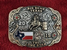 Barrel Racing Champion Rodeo Trophy Buckle☆2015☆X~Treme☆Big Bend Texas☆Rare☆542 picture