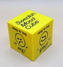 😀 Swedish Mood Cube Paperweight Vintage Colton-Lewis Sand Filled 2.5