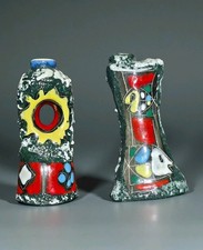 Vintage Drioli Exclusive Italy Abstract Ceramic Candle Holders Pair Mid Century picture