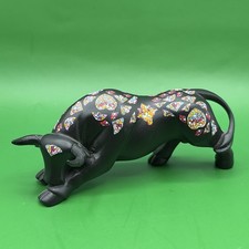 Nadal Studio Valiente 2011 Black Bull Figurine Mosaic Pattern Charing Pose Decor picture