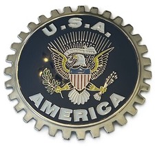 UNITED STATES SEAL (BLUE) CAR GRILLE BADGE - AMERICAN EAGLE BADGE - USA picture