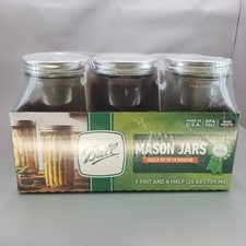 BALL 24 oz Pint & A Half Wide Mouth Mason Jars DISCONTINUED New Sealed Case of 9 picture