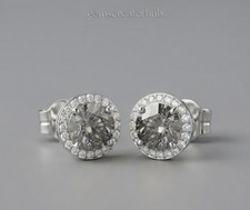 3 Ct Round Cut Grey Lab Grown Diamond Earings Sterling Silver Certifide VVS1 picture