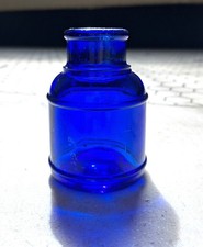 vtg cobalt blue round ink well picture