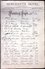 Sept 14 1885 Merchants Hotel Schenectady NY Hotel Ledger Guest Registry Page picture