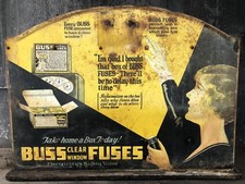 Rare Antique 1920-30s BUSS Fuses Counter Top Display Cabinet W/ Lady Graphic  picture