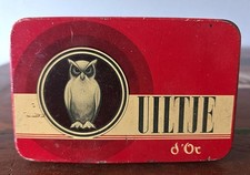 Vintage Uiltje dOr Cigar Tin La Bolsa Kampen Holland Owl Bird Graphic Clean picture