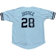 David Justice Autographed New York (Grey #28) Custom Jersey - JSA picture