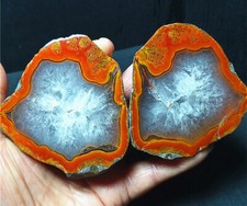 RARE 1 pair 331.3g Natural Warring States Red Agate stone Healing A2738 picture
