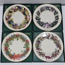 Vtg. 4 Lenox Colonial Christmas Wreath Plates w/ Boxes 10.75
