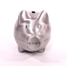 Vintage Queen Anne Silver Tone Metal Pig Bank picture