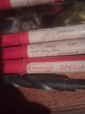 Lot of 4 Vintage Cleveland Twist Drill Bits 1/2 inch 1/4 inch reduced shank NOS picture