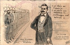 1902 French Political Cartoon Postcard, Colonial Marines, Sphinx Publisher picture