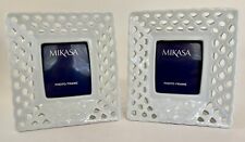 MIKASA WHITE CHINA PHOTO FRAME WITH OPEN LACE PATTERN SET OF 2 picture