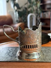 Vintage Russian Soviet USSR silver plated Tea Cup Holder picture