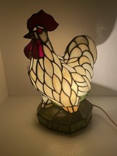 Vintage Tiffany Style 13.5” Stained Glass Chicken Rooster Farmhouse Table Lamp picture