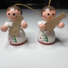 Vintage Wooden Angels Christmas Ornaments Without Wings picture