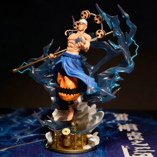 One Piece Enel Thunder God Figure 38cm LED Light Up Statue 2 Heads PVC Model Toy picture