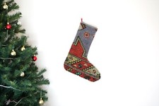 Kilim Christmas Stocking Vintage Rug Stocking Ethnic Decorative Xmas Socks S401 picture