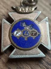 Antique IOOF Odd Fellows Watch Fob Chain 2 Sides Enamel FLT Maltese Cross c 1900 picture